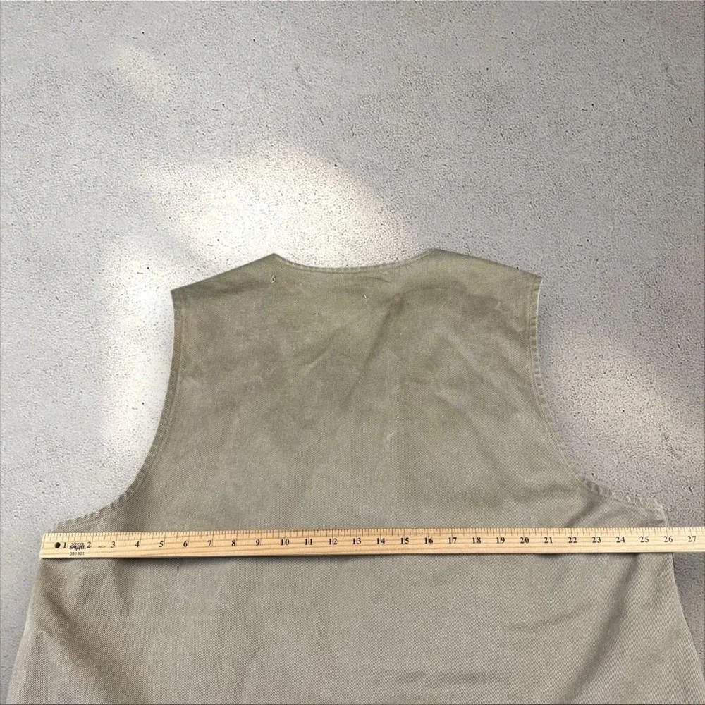 Vtg Carhartt V19 Tan Vest Canvas Sherpa‎ Fleece Lined Workwear Distressed Sz 2XL